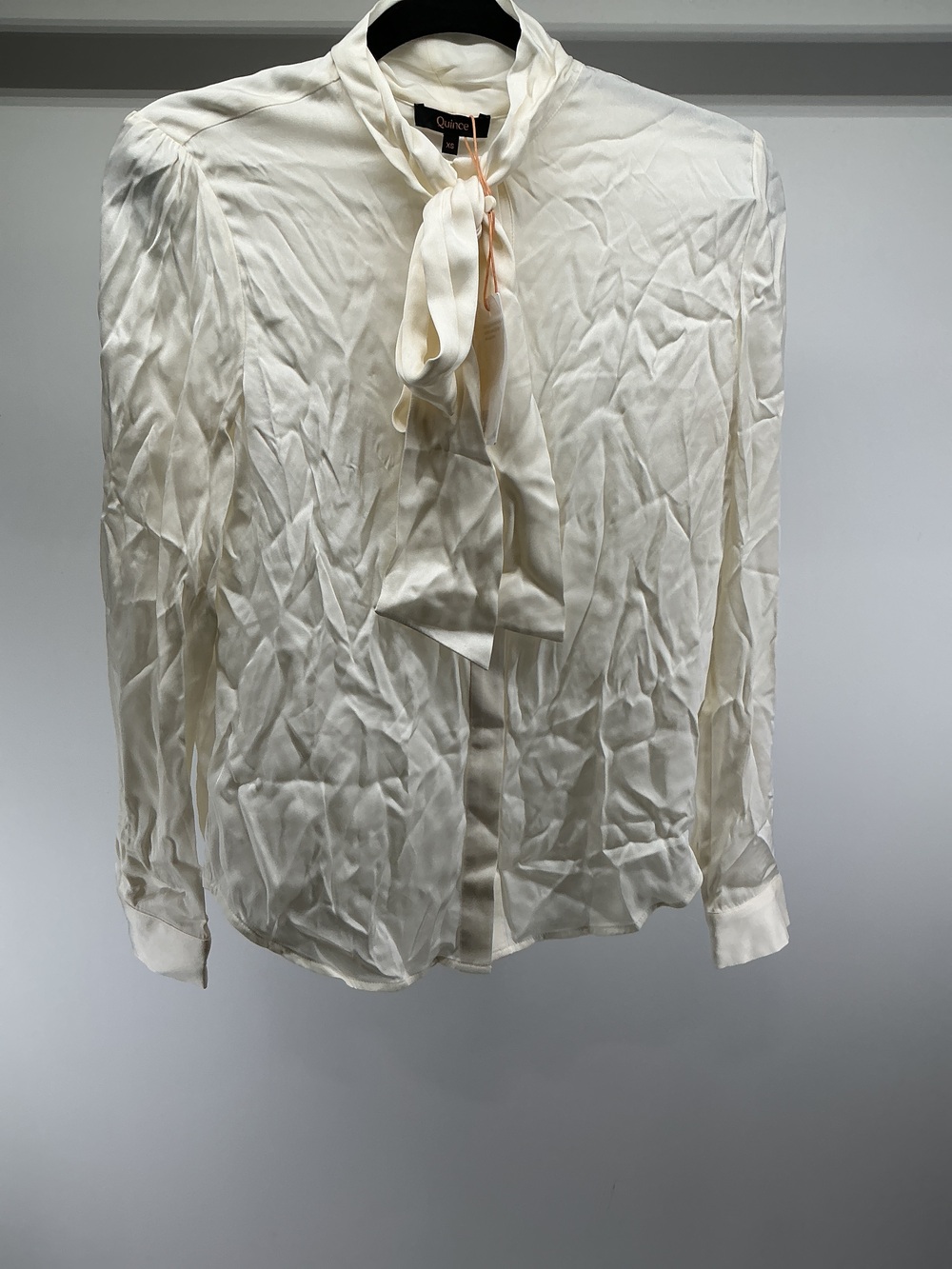 Washable Stretch Silk Tie Neck Blouse